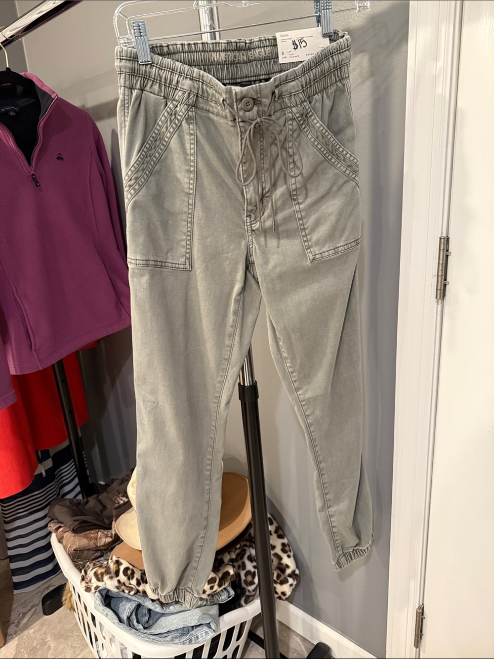 Light Olive Drawstring Jogger Pants